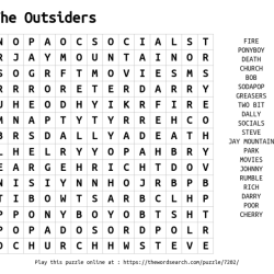 The outsiders word search answer key