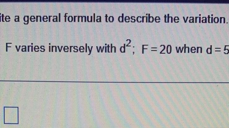 Solved write general directly varies variation describe formula transcribed problem text been show has