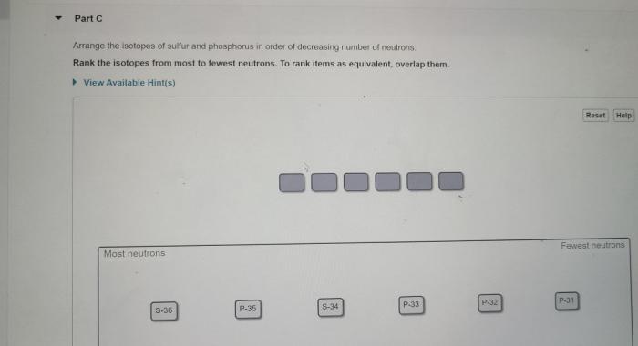 Rank the isotopes from most to fewest neutrons