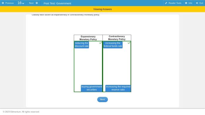 Classify each action as expansionary or contractionary monetary policy