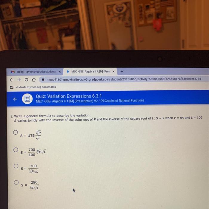 Write a general formula to describe the variation